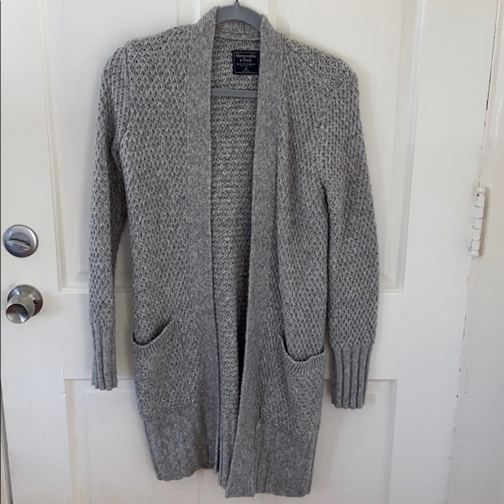 Grey Abercrombie long waffle cardigan